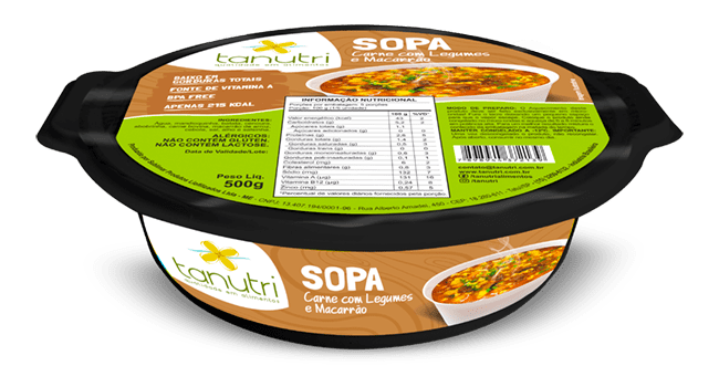 Tanutri | Comida Congelada Saudável | Sopas e Caldos | Sopa de Carne com Legumes e Macarrão